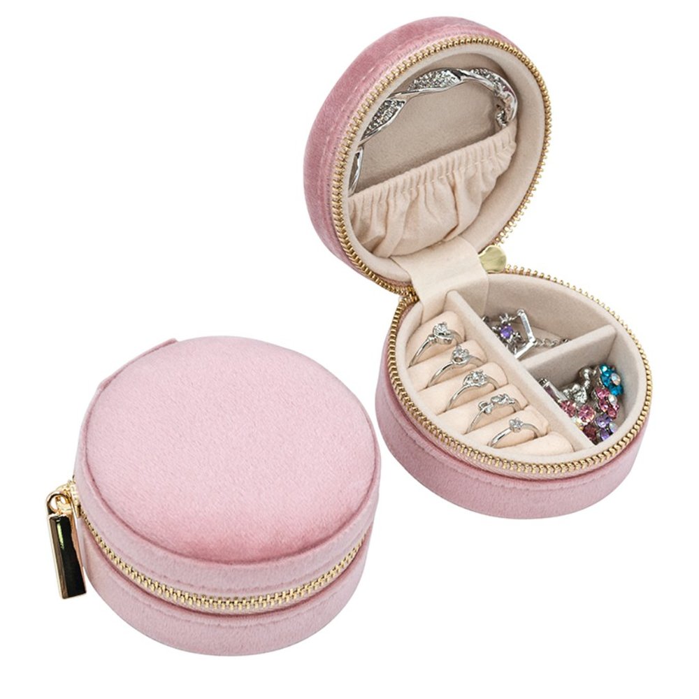 NWT Round Jewellery Box // Velvet Pink